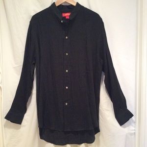 Men's Black Shanghai Tang Linen Long Sleeved Large